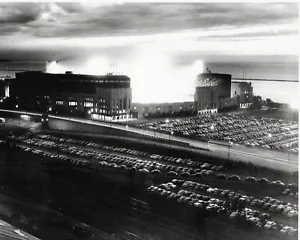 Cleveland Municipal Stadium 8 1/2" x 11" B & W Reprinted Photo- Tribe Night Game - Picture 1 of 1