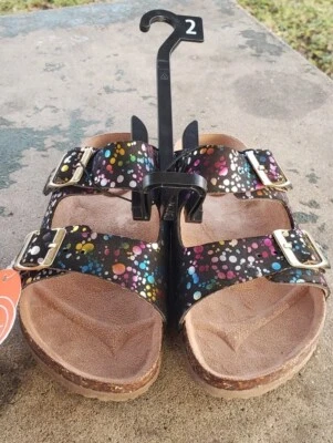 Sandalias sin cordones Wonder Nation talla 2 cómodas plantilla ajustable niñas sandalias  Foto 1 de 4