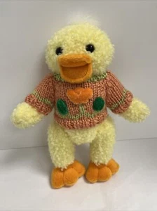 Chrisha Playful Peluche Pato de Pascua Tejido Naranja Suéter con Flores De Colección 1988 - Imagen 1 de 11