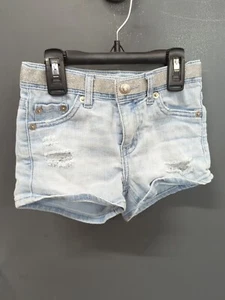 Girl's Levi's Blue Shorty Short Sparkled Waistband Size 6-7 Years - Picture 1 of 4