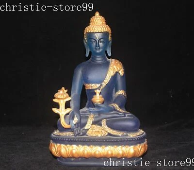 8.4" Vidrio Tibetano Color Esmalte Dorado Shakyamuni Sakyamuni Shakya Mani Buda Statuda Foto 1 de 4