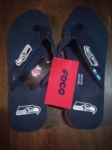 Ladies Women’s NFL Seattle Seahawks Bling Flip Flops Size M Medium Cover