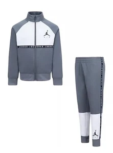Nike Air Jordan Track Suit Kids Med 5-6yr 2Pc Sweatsuit Black Gray Jogging Suit - Picture 1 of 12