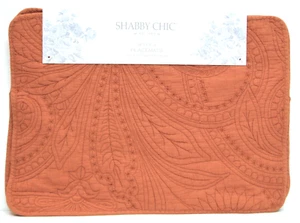 Set / 4 Shabby Chic Cotton Quilted Rectangular Placemats Rust Paisley - NEW - Picture 1 of 1