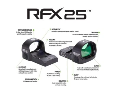 Viridian RFX 25 Reflex Sight 3 MOA Green Dot 981-0021