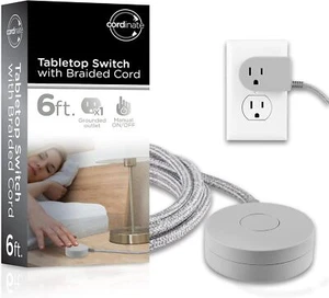 Cable de Extensión de Coordenadas con Enchufe de Encendido/Apagado, 6 Pies Trenzado 1 Paquete, Gris - Imagen 1 de 6
