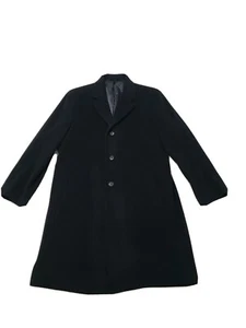 Mens Overcoat Size 46R, Black By Hathaway, 68% Wool, 22% nylon and 10% Cashmere. - Picture 1 of 10