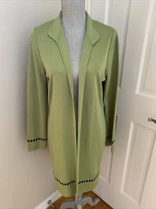 Garfield & Marks Knit Tunic Blazer Olive Green W/ Brown diamonds Career Sz Med - Picture 1 of 9