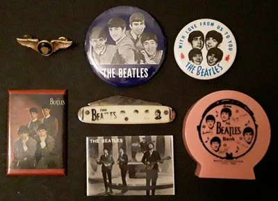 Beatles Memorabilia Pocket Mirror Bank Pinback Button Pocket Knife Paul Wing Pin - Image 1 of 4