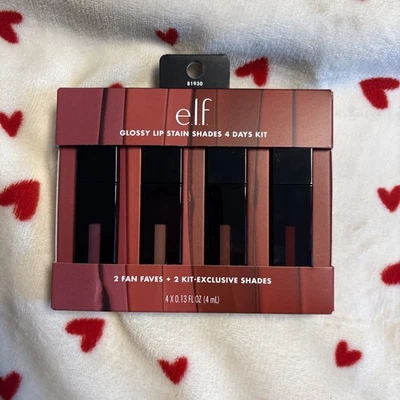 elf glossy lip stain Shades 4 Days Kit BRAND NEW W BOX - Lip Again Lip Gloss Set - Image 1 of 3