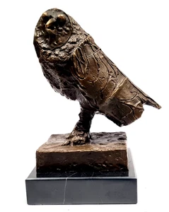 Bronze Statue Eule Vogel Uhu Owl Art Deco Bronzefigur Moderne Kunst - Bild 1 von 4