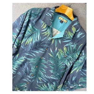 Tommy Bahama Mens XXL 100% Silk Button Down Shirt 2XL Tropical Palm Leaf Camp - Picture 1 of 9