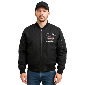 Harley-Davidson Appalachian Dealer Bomber Jacket XL Black Nylon Quilted - Picture 1 of 9