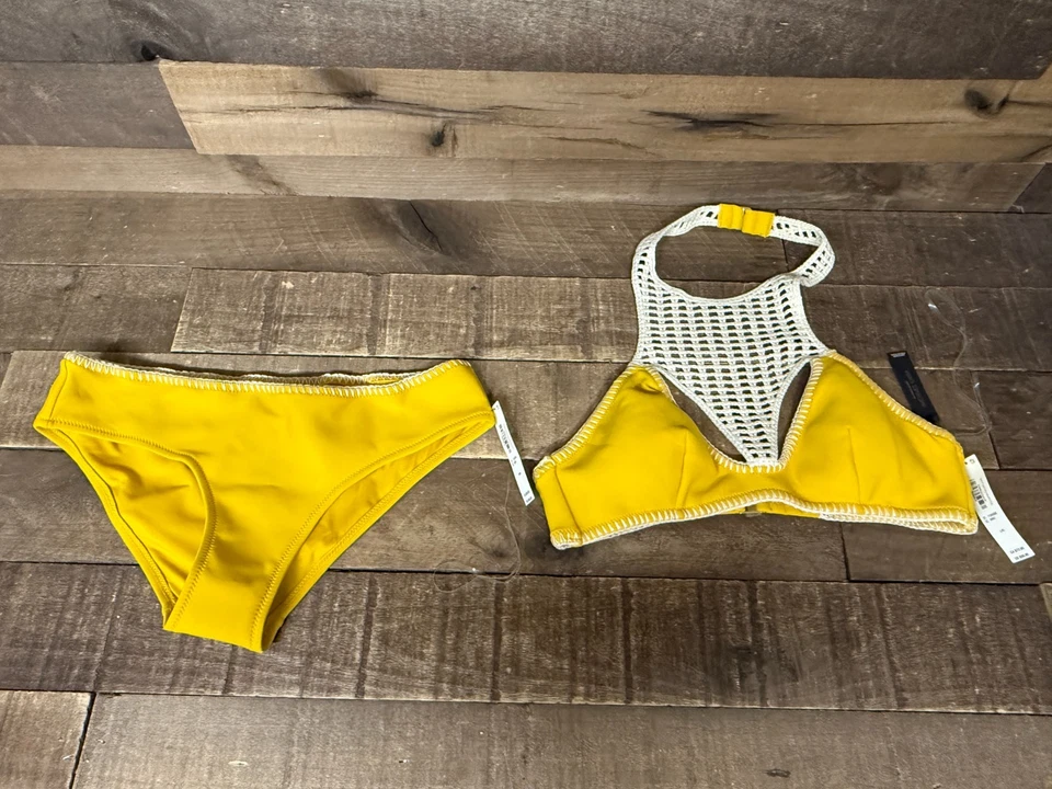 ⚡️Biquíni de natação Victoria's Secret crochê duas peças parte superior M parte inferior NOVO⚡️ - Imagem 1 de 4