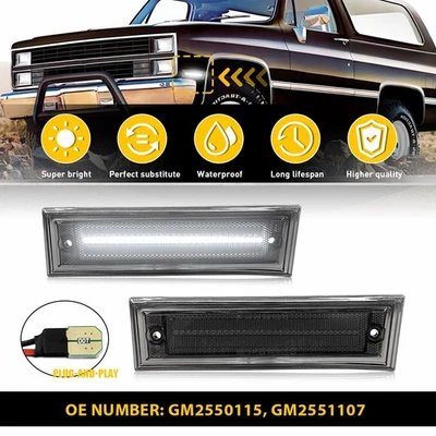 Luz de señalización lateral LED blanca humo para camioneta Chevrolet GMC 81-91 C10 K10 R10 V10 Foto 1 de 4