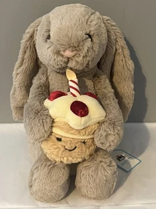 Auténtico Peluche Jellycat Tímido Beige Conejito 'Cumpleaños', 12" Alto ~NUEVO CON ETIQUETAS - Imagen 1 de 8