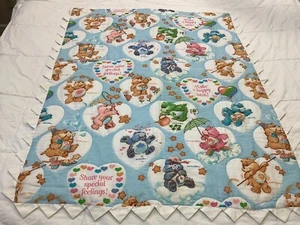 Carebears Handmade Hand Quilted Baby Quilt Blanket 1982 - Picture 1 of 8