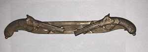Vintage Anson Hickok Tie Clasp Clip Pin Western  Dueling Guns Gold Tone  3” BA