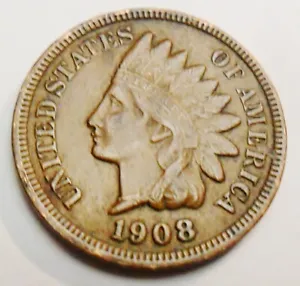 1908 P Indian Head Cent Penny  AVE CIRCULATED  **FREE SHIPPING** - Picture 1 of 2
