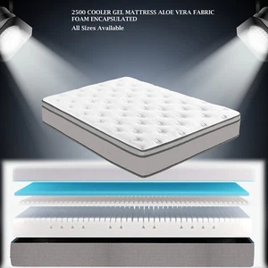 4FT SMALL DOUBLE POCKET SPRING COOL GEL MEMORY MATTRESS ENCAPSULATED FOAM - Picture 1 of 2