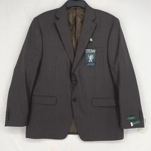 Lauren Ralph Lauren Mens Size 42 Short Suit Jacket Brown 100% Wool Two Button - Imagen 1 de 10