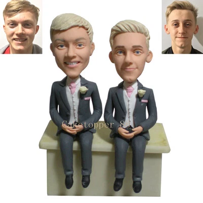 Semi Custom Lesbian Male Birthday Wedding Cake Toppers Gay Figurines Homosexual  - Image 1 of 3