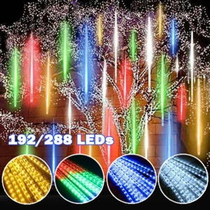 8 Tubes LED Meteor Shower Rain Lights Outdoor Falling Snowfall Christmas Tree - Picture 1 of 27