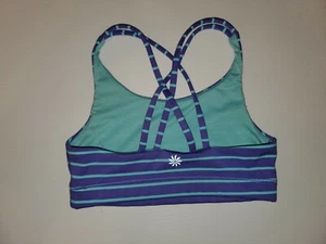 Athleta Girl Purple & Blue "Stripe Upbeat" Athletic Sports Bra, Size XS 6 - Picture 1 of 2