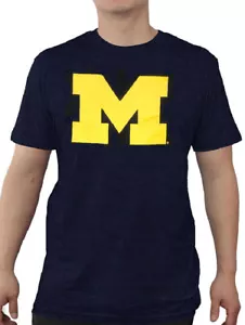 Michigan Wolverines Mens Blue Slimmer-Fit Icon Logo T Shirt - Picture 1 of 3