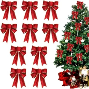 BTGGG 10 Pezzi Fiocchi per Regali Fiocchi di Natale Ornamenti Albero di Natale Fiocco Glitter - Foto 1 di 8