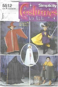 A108 SIMPLICITY 5512: KIDS COSTUMES SIZE 3-8 SEWING PATTERN - Picture 1 of 3