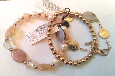 Pulsera cadena perlas cuentas tres líneas WHBM Foto 1 de 3