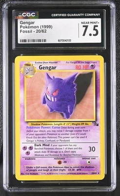 CGC 7.5 Gengar 1999 Fossil 20/62 Pokemon Card - Image 1 of 2