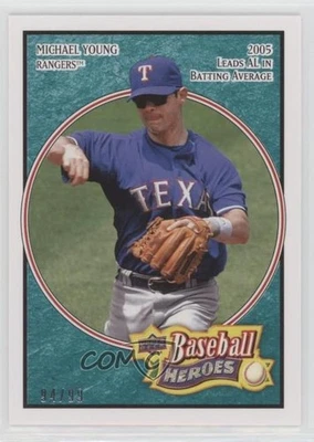 2008 Upper Deck Baseball Heroes Sea Green /99 Michael Young #167 - Image 1 of 2