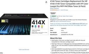 Paquete de 414 cartuchos de tóner de alto rendimiento con chip HP para impresora multifunción Color Laserjet Pro - Imagen 1 de 6