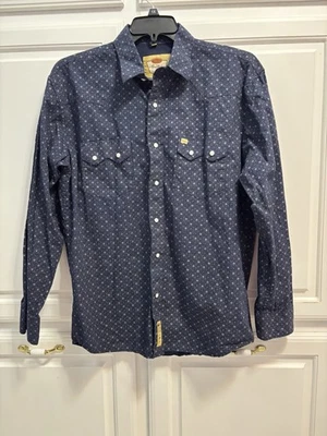 Larry Mahan Blue White Floral Cowboy Collection Pearl Snap Shirt Men's XL - Image 1 of 4
