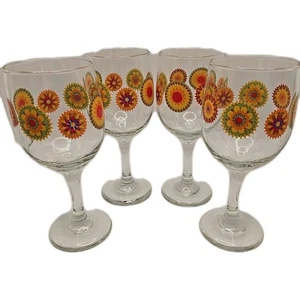 Libbey Greenbriar Groovy Mandala Design Set Of 4 Wine Glasses - Picture 1 of 11