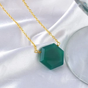 Collar Madre Cadena Aniversario Art Deco Plata Esterlina Ónix Verde Natural - Imagen 1 de 12