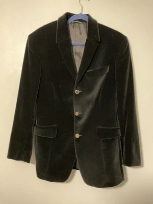 Jaqueta Blazer Thierry Mugler Masculina Veludo Preto Vestido Formal 3 Botões Tamanho 40 - Imagem 1 de 4