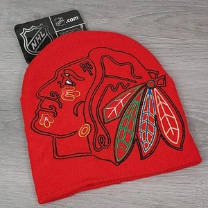 Chicago Blackhawks Reebok gorro tejido sin puños rojo NHL NUEVO CON ETIQUETAS - Imagen 1 de 6