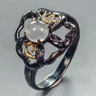 Кольцо с драгоценным камнем натуральный лунный камень серебро 925 пробы размер 9/R446685 - Изображение 1 из 4