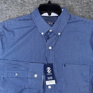 IZOD Men Comfort + Performance Woven Shirt Stretch Ebb Flow Blue Check 3XLT NEW - Picture 1 of 9