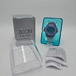 ZEON Robotic Y2K Digital Boxed Purple Blue Vintage Retro Watch Clear Untested - Picture 1 of 18