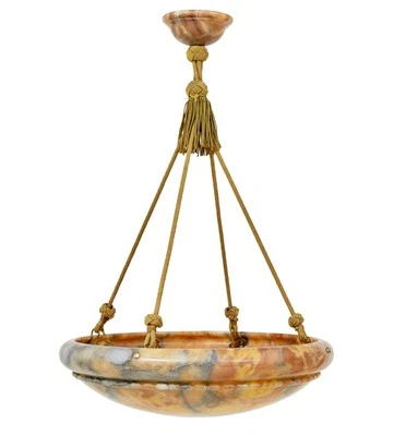 SCANDINAVIAN LARGE ART DECO ALABASTER PENDANT LIGHT - Image 1 of 4