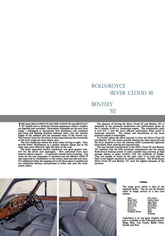 Rolls Royce 1963 - Rolls Royce Silver Cloud III & Bentley 'S3' - Image 1 of 1