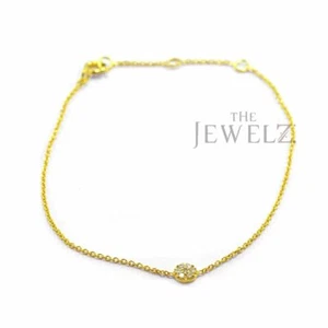 14K Gold 0.22 CT VS/F-G Diamond Disc Charm Chain Bracelet - The Jewelz - Picture 1 of 4
