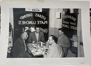 VTG 1950s Diner Photo Men Having Dinner Food Restaurant Advertising Amazing - Picture 1 of 1