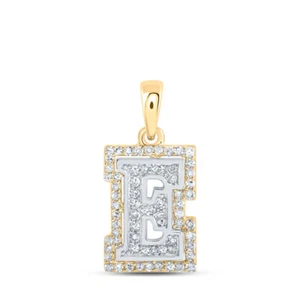 10kt Two-tone Gold Womens Round Diamond E Initial Letter Pendant 1/5 Cttw - Picture 1 of 1