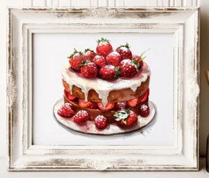 Erdbeeren Wandbilddruck, Erdbeere Küche Kunstdruck, Wohndeko Kunst #51 - Bild 1 von 2