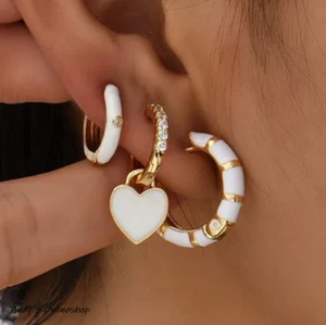 Zirkonia Ohrringe Creolen für Frauen 925 Silber Ohrhänger Gold Ohrschmuck - Bild 1 von 3